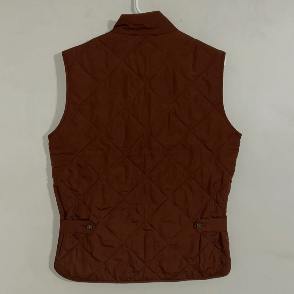 J.Crew Mercantile Women small Red Ruffle Quilted Puffer Vest Zip small